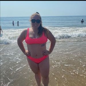 Bright coral swim bikini